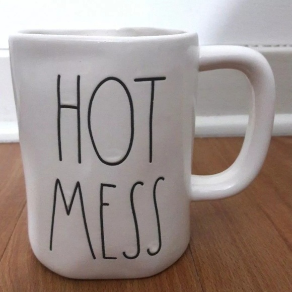 Rae Dunn Other - Rae Dunn "HOT MESS" Coffee Tea Mug Eggshell Black